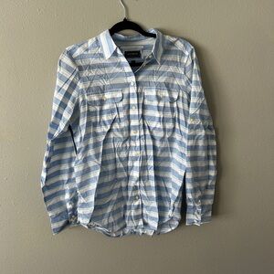 Express Light Blue and White Striped Casual Shirt
